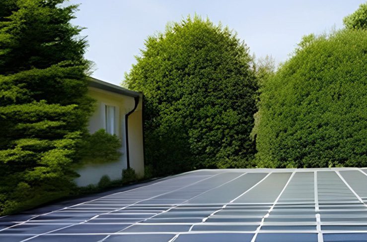 Fotografía de fotovoltaica en tejados planos